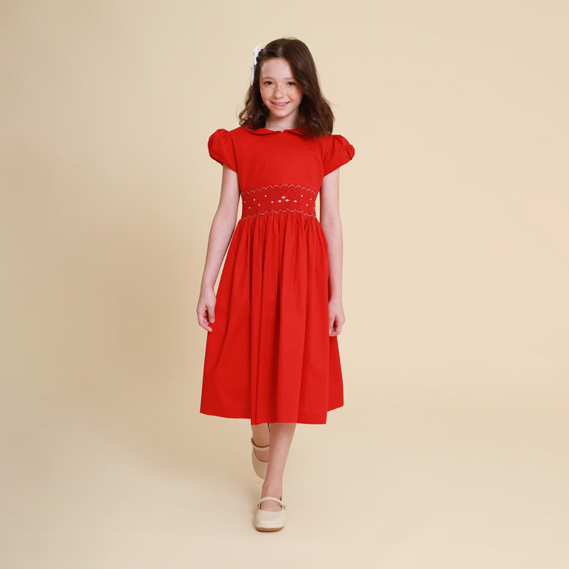 Vestido Infantil Bordado Clara Vermelho