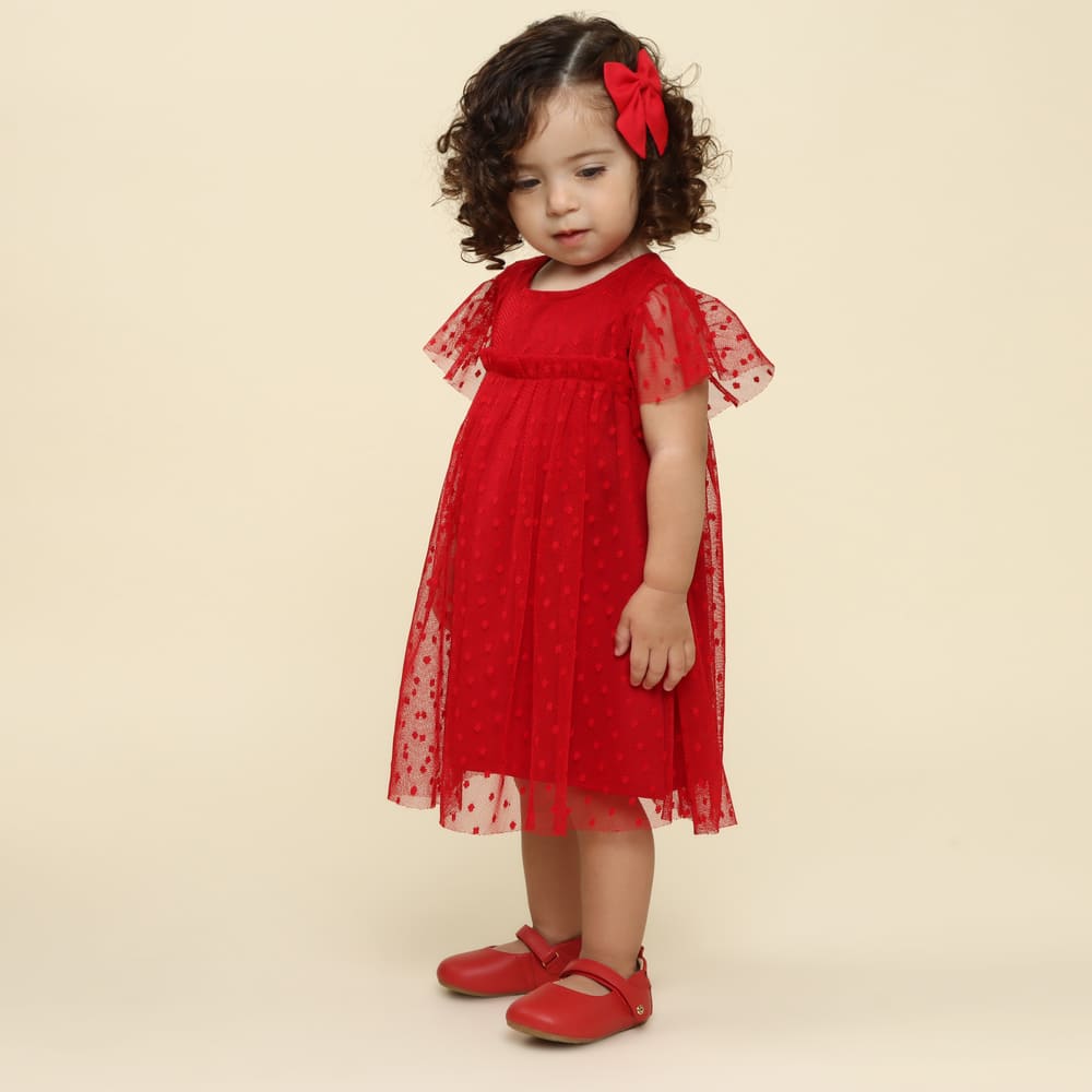 Vestido Bebê Priscila Tule Vermelho
