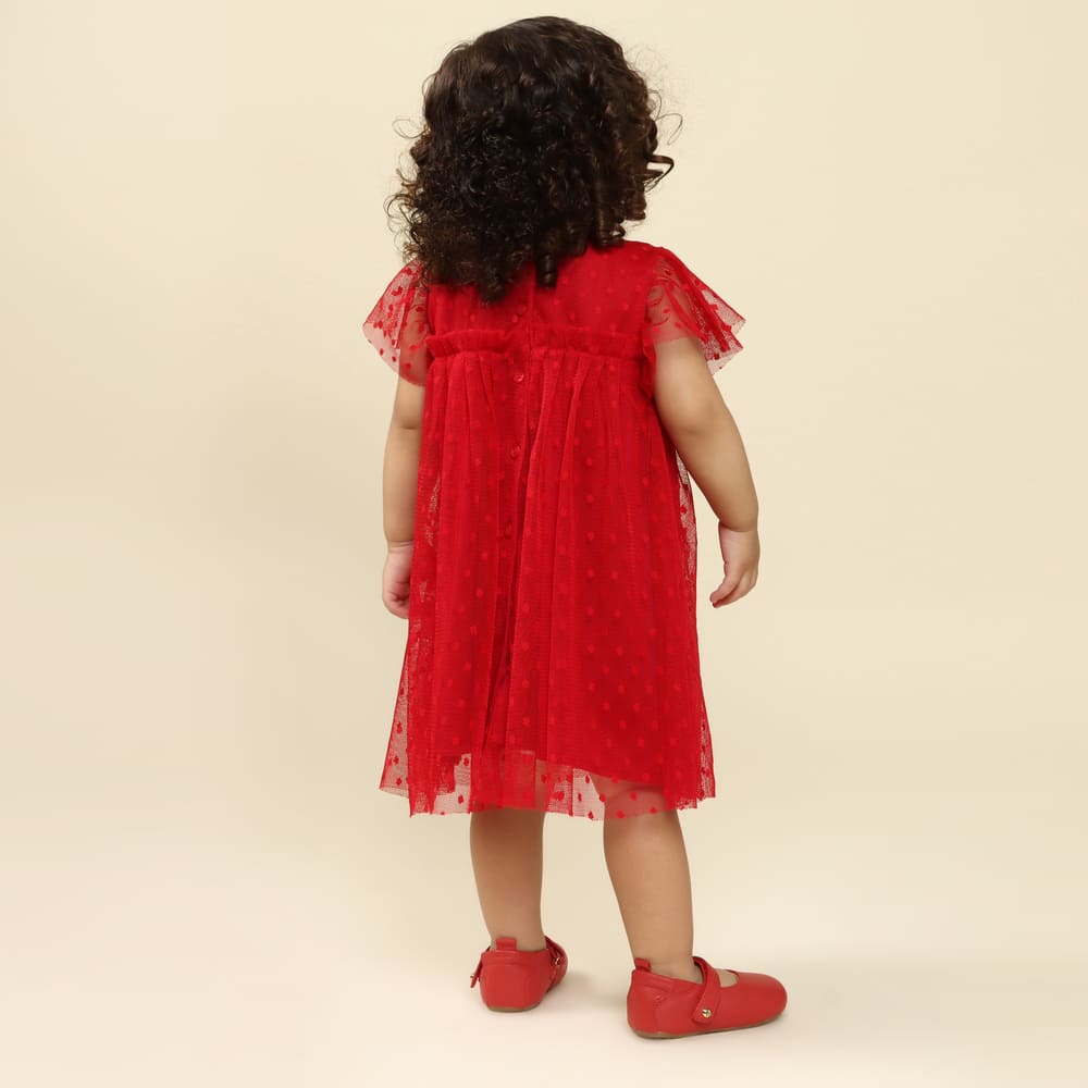 Vestido Bebê Priscila Tule Vermelho