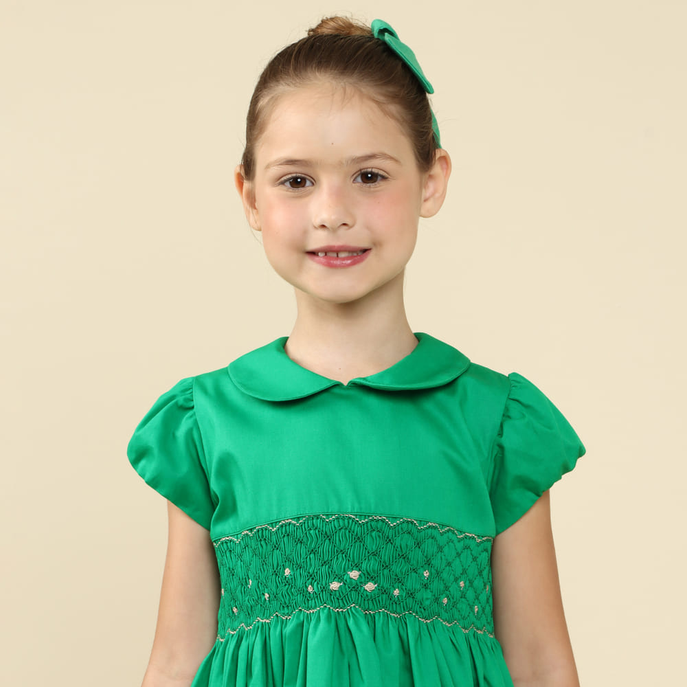 Vestido Natal Infantil Bordado Clara Verde