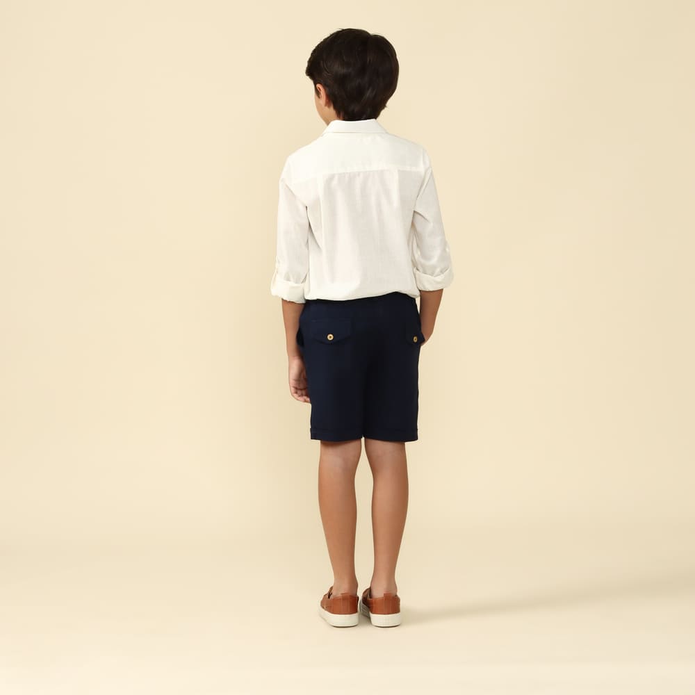 Shorts Infantil de Linho Azul Marinho