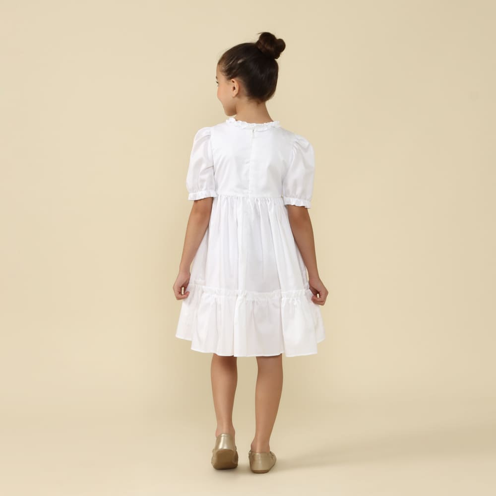 Vestido Infantil Lírio Branco Acetinado