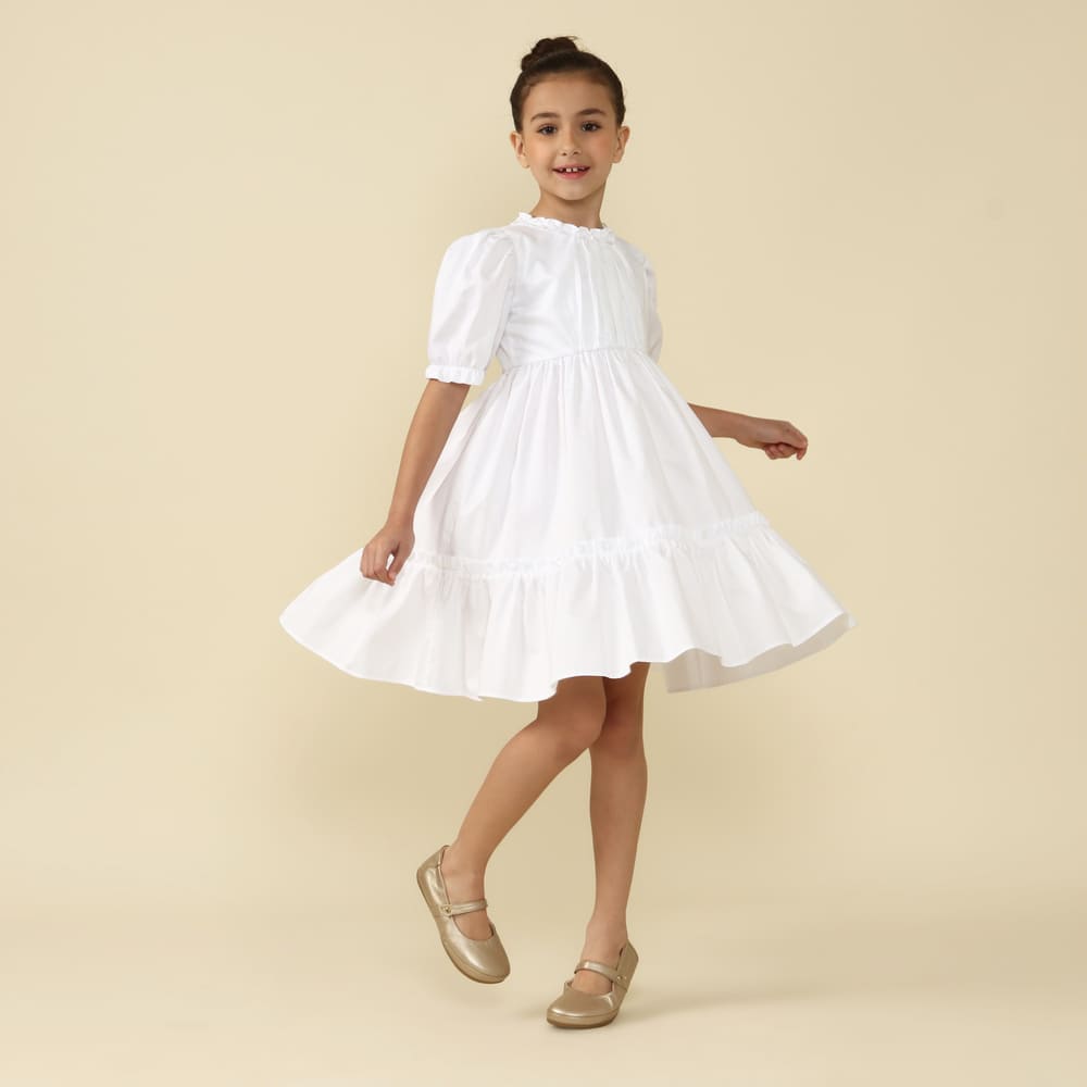 Vestido Infantil Lírio Branco Acetinado