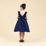 Vestido Infantil Festa Babado Azul Marinho