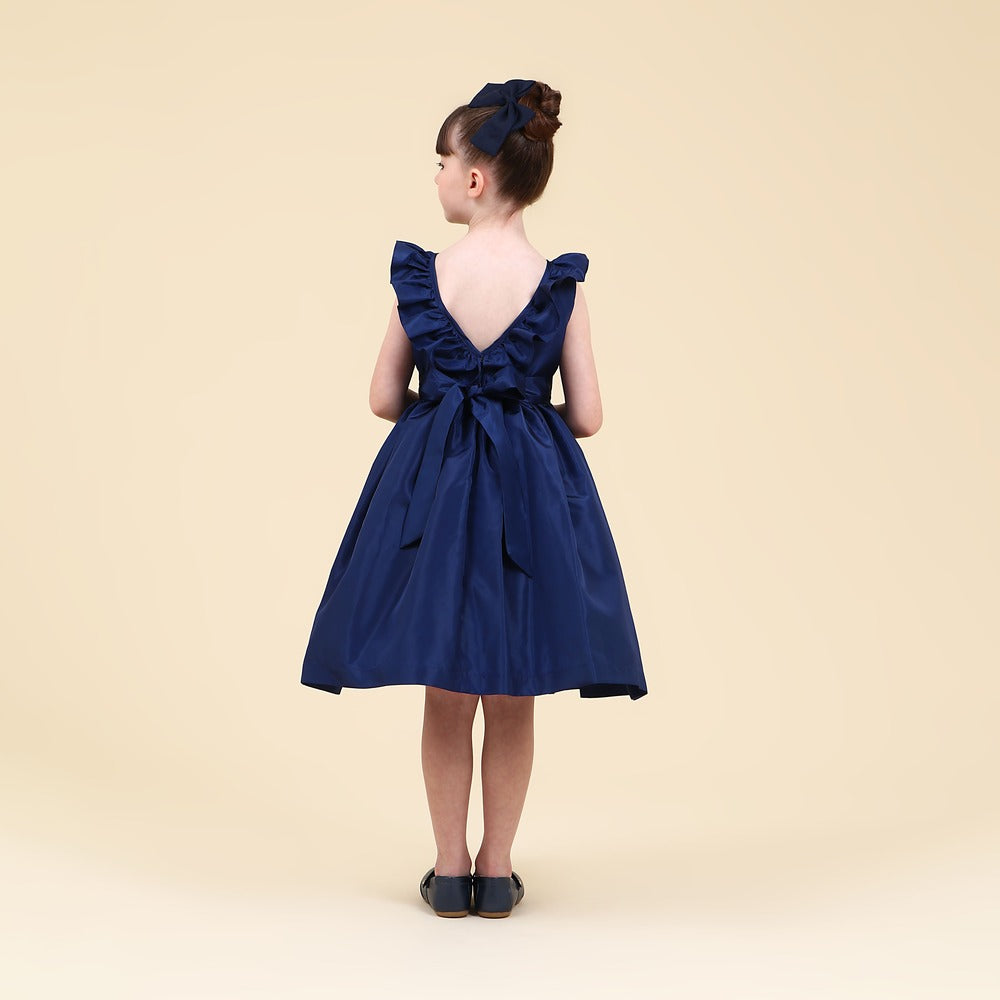 Vestido Infantil Festa Babado Azul Marinho
