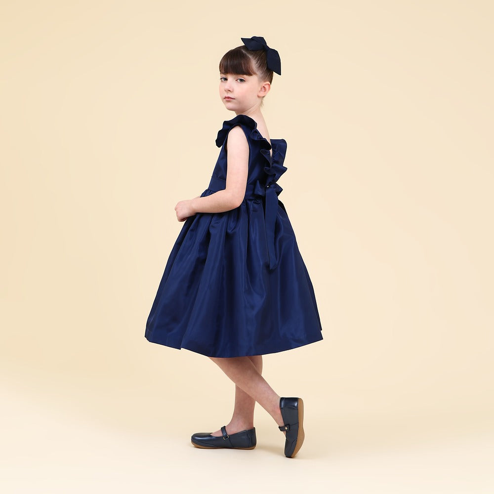 Vestido Infantil Festa Babado Azul Marinho