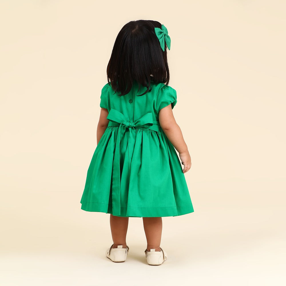 Vestido Bordado Bebê Clara Verde Natal