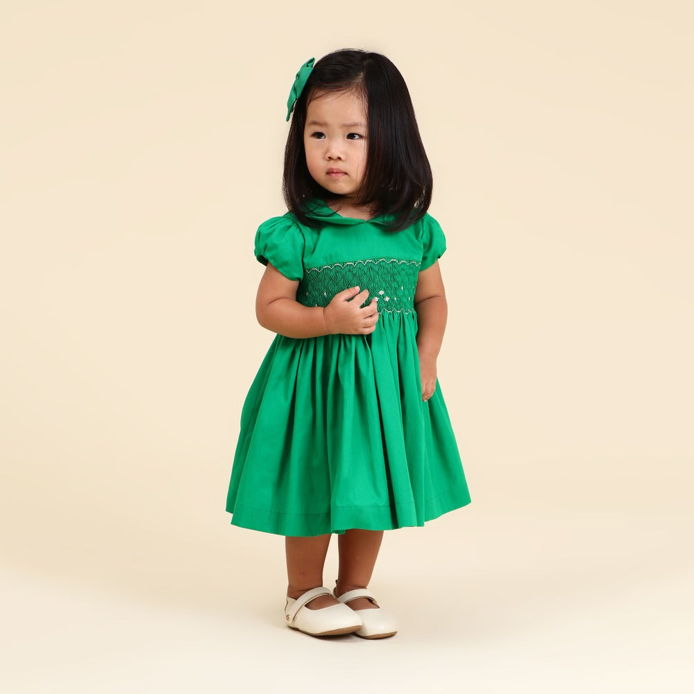 Vestido Bordado Bebê Clara Verde Natal