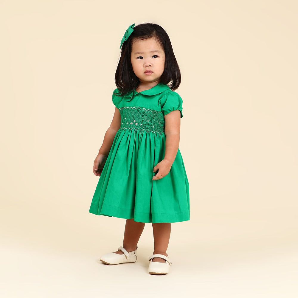 Vestido Bordado Bebê Clara Verde Natal