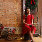 Vestido Infantil Paris Tule Vermelho Natal