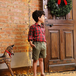 Shorts Infantil de Linho Verde Oliva