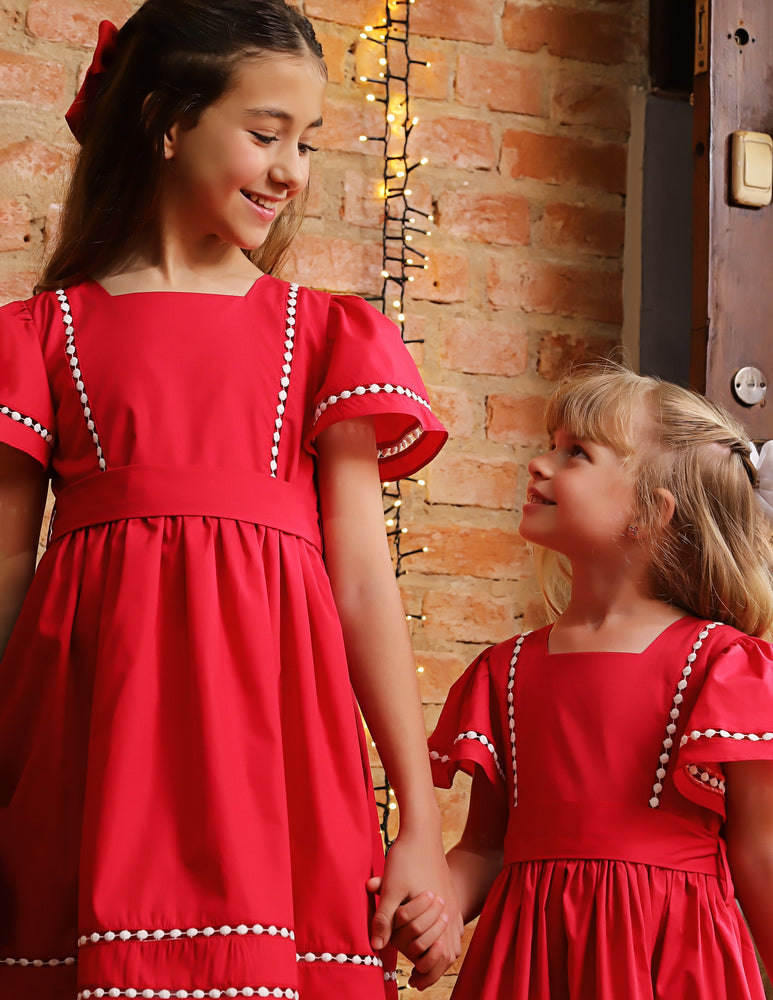 Vestido Infantil Anja Vermelho Natal