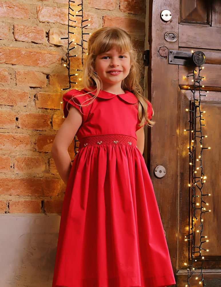 Vestido Infantil Bordado Clara Vermelho Natal