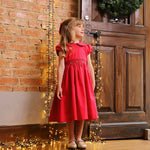 Vestido Infantil Bordado Clara Vermelho Natal