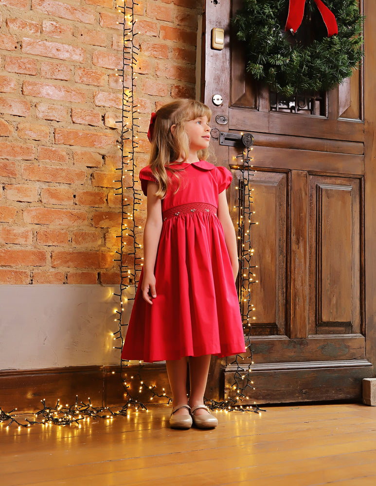 Vestido Infantil Bordado Clara Vermelho Natal