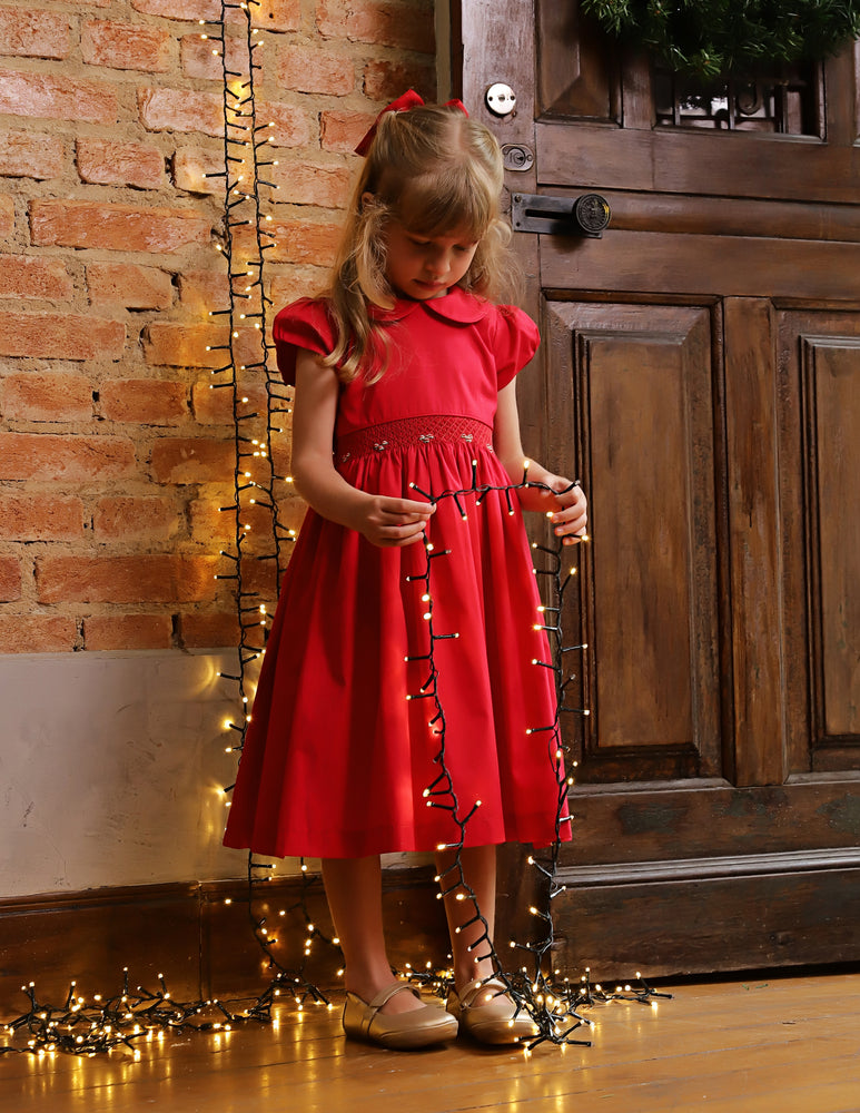 Vestido Infantil Bordado Clara Vermelho Natal