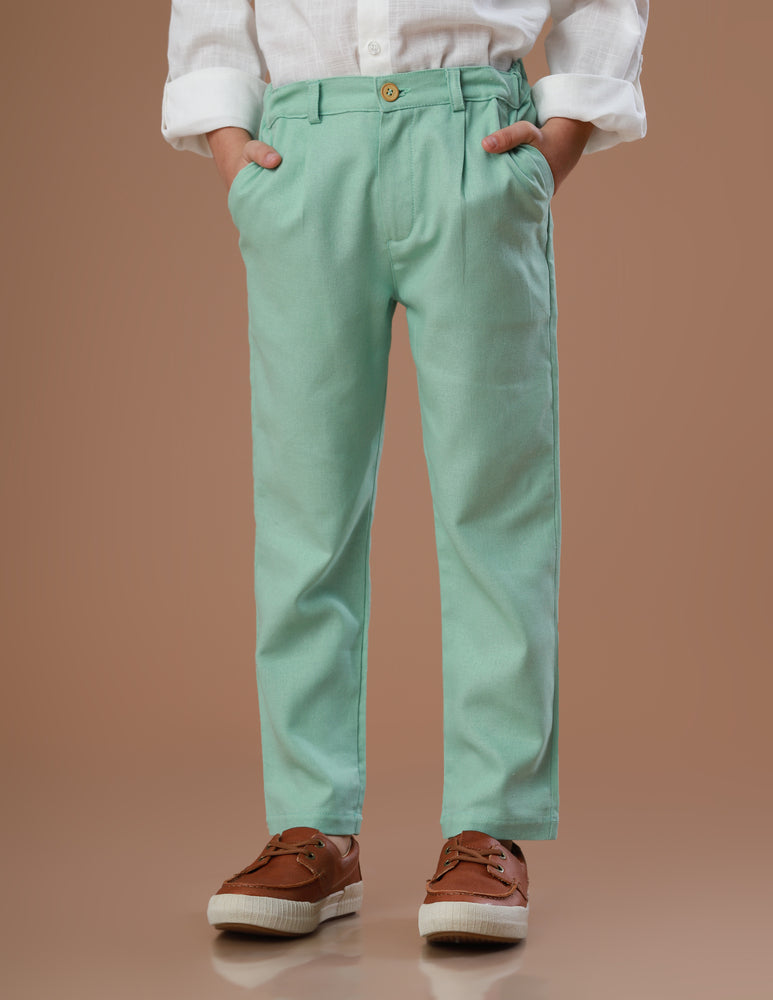 Calça Infantil de Linho Verde Celadon