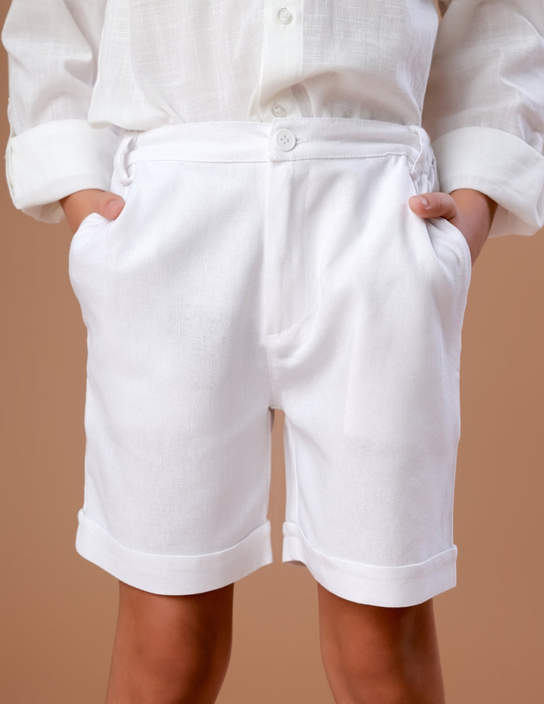 Shorts Infantil de Linho Branco