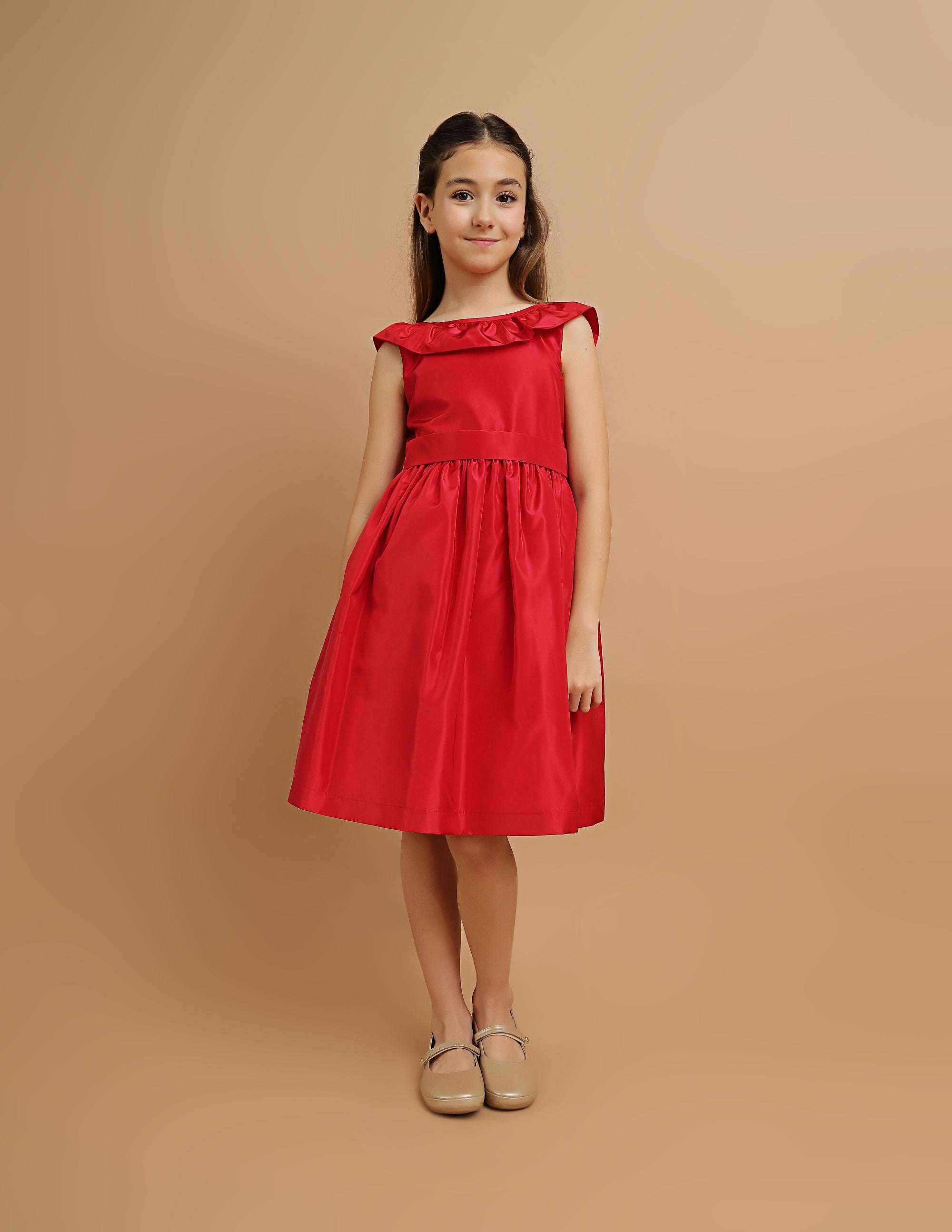 Vestido Festa Infantil Babado Vermelho