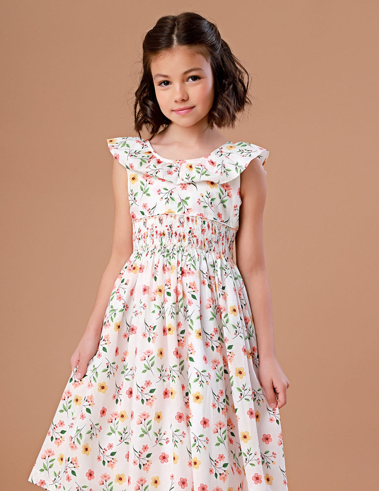 Vestido Infantil Bordado Babado Provence Branco