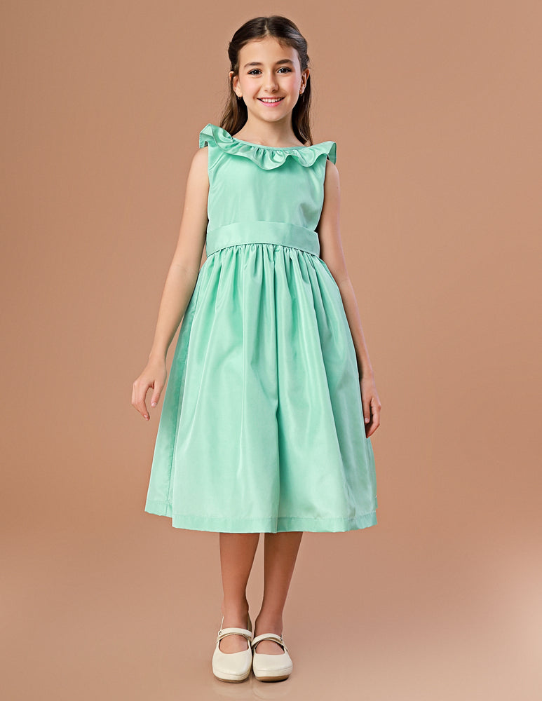Vestido Festa Infantil Babado Verde Celadon