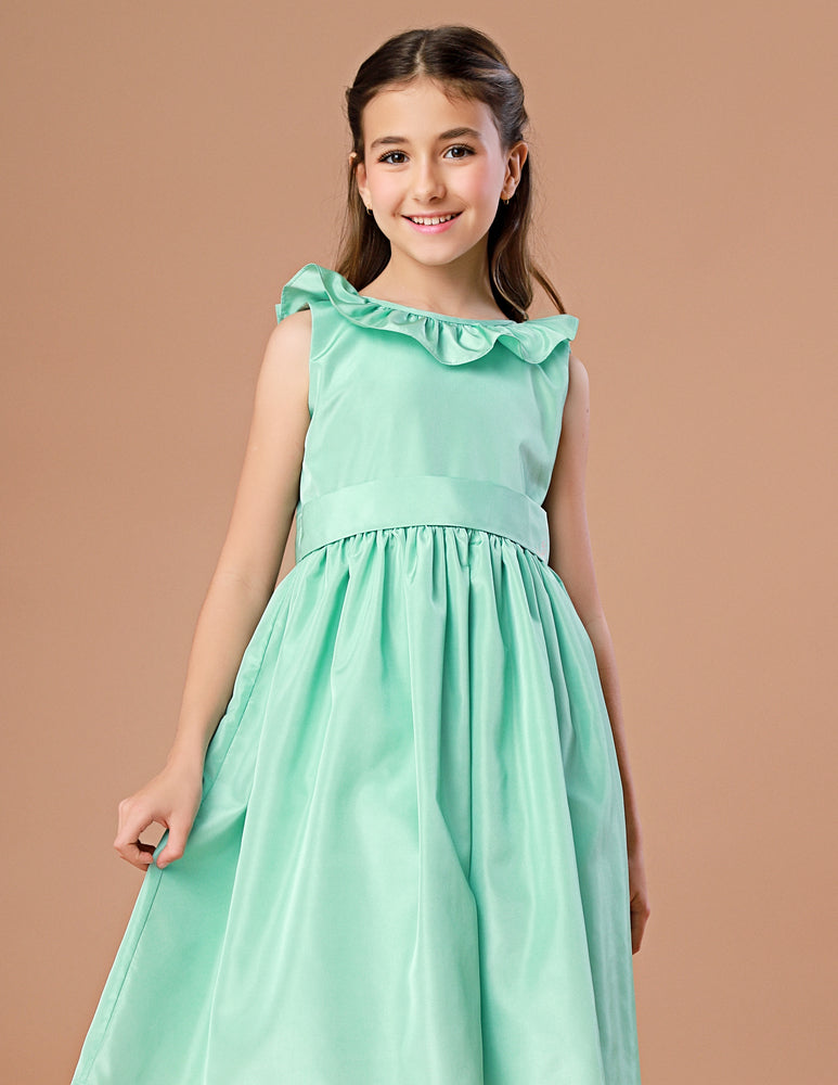 Vestido Festa Infantil Babado Verde Celadon