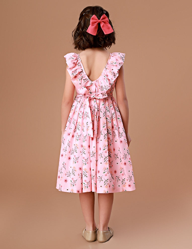 Vestido Infantil Bordado Babado Provence Rosa