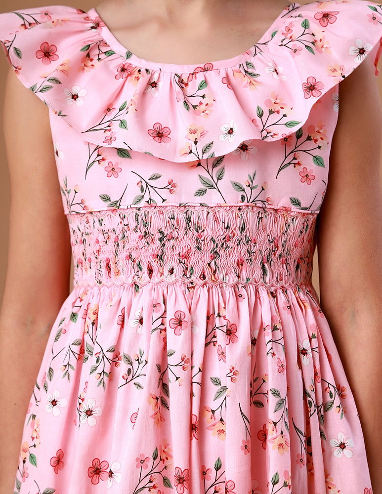 Vestido Infantil Bordado Babado Provence Rosa