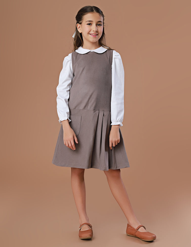 Vestido Infantil Veneza Veludo Cinza
