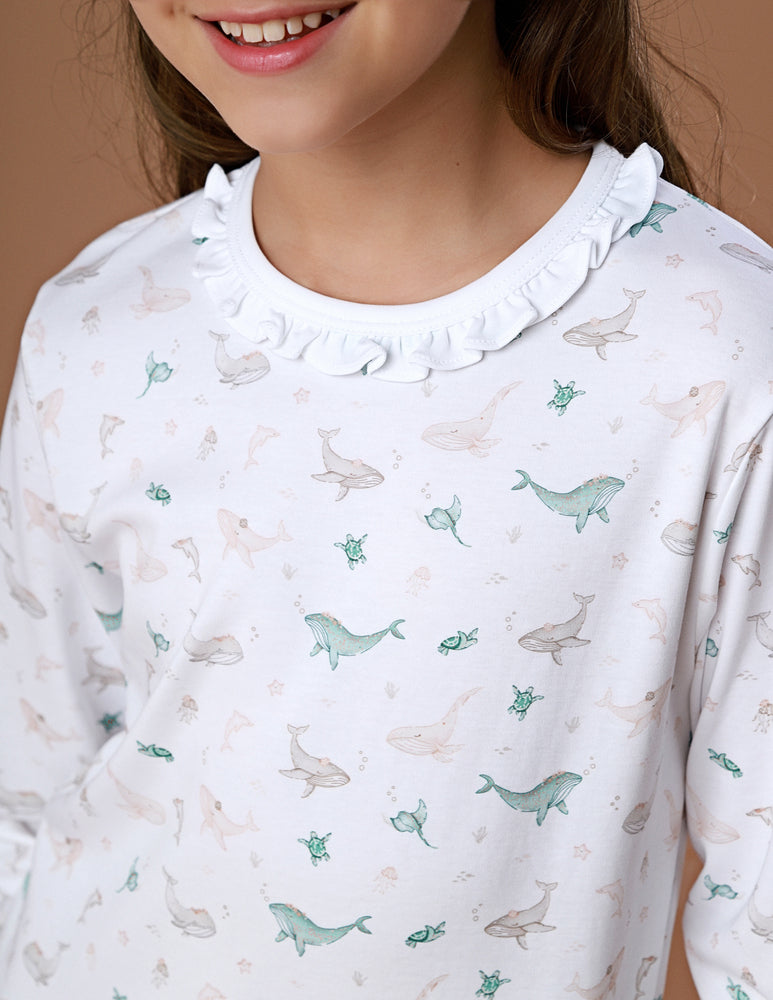 Pijama Menina Camisa e Calça ML Oceano