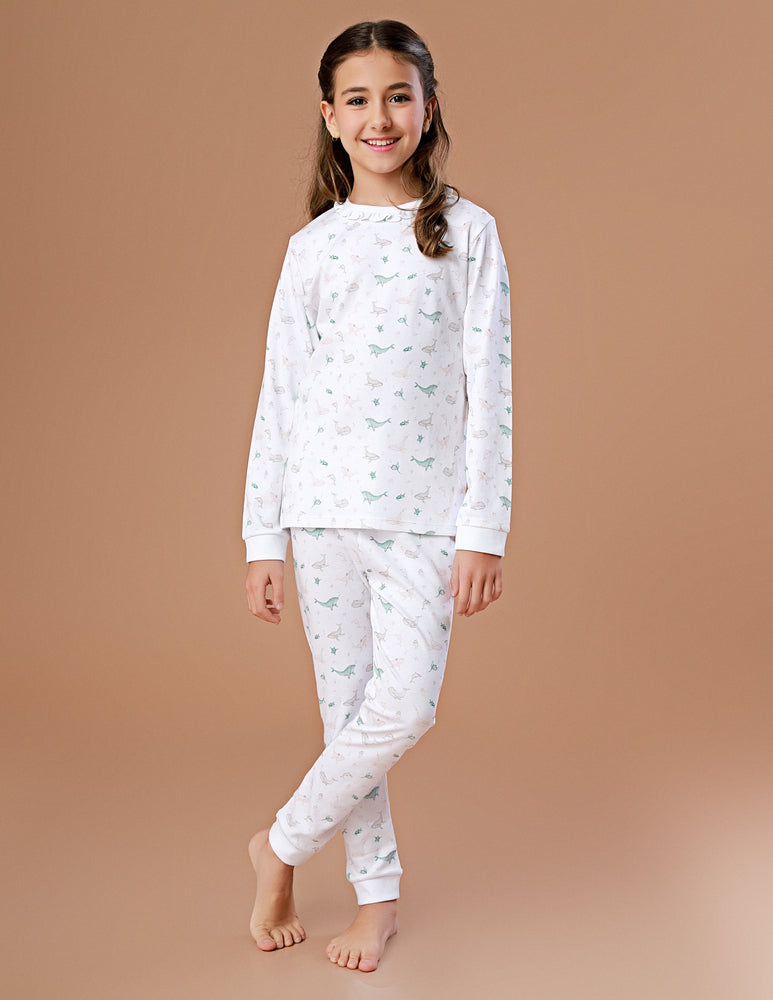 Pijama Menina Camisa e Calça ML Oceano