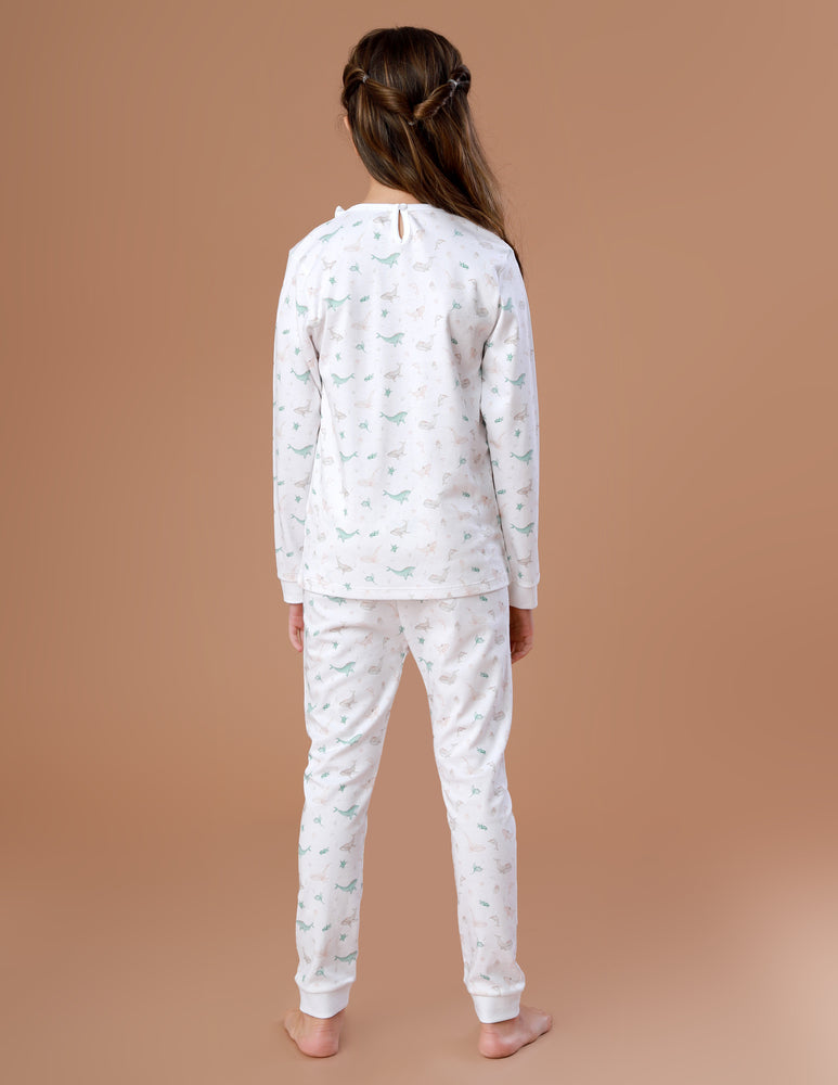 Pijama Menina Camisa e Calça ML Oceano