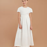 Vestido Infantil Jacquard Prega Sonho Branco