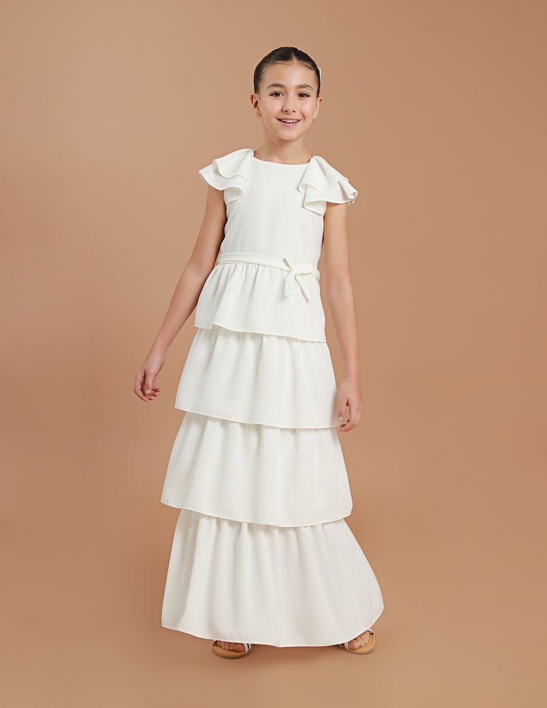Vestido Infantil Kaya Longo Off White