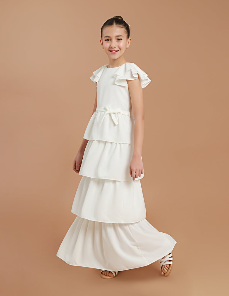 Vestido Infantil Kaya Longo Off White