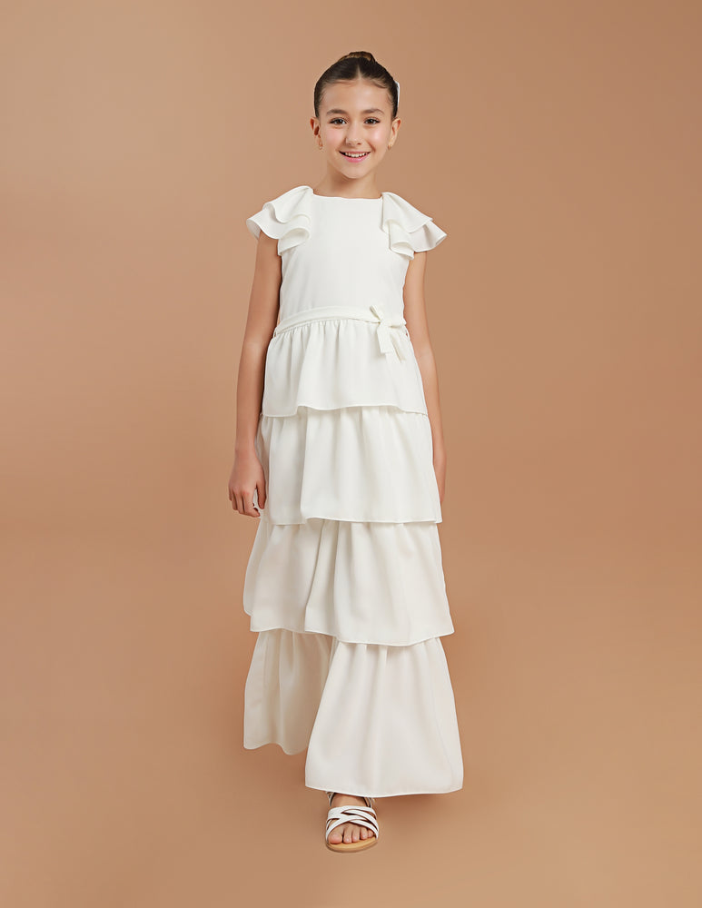 Vestido Infantil Kaya Longo Off White