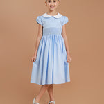Vestido Bordado Infantil Clara Azul Bebê