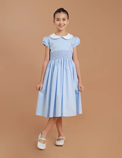 Vestido Bordado Infantil Clara Azul