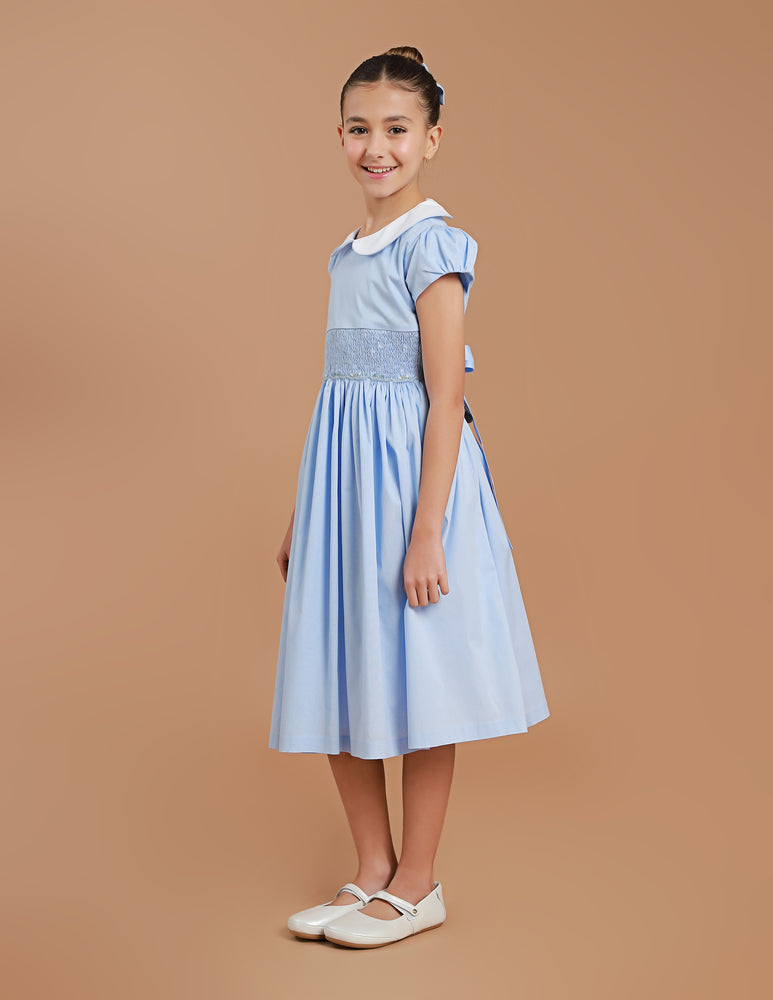 Vestido Bordado Infantil Clara Azul Bebê