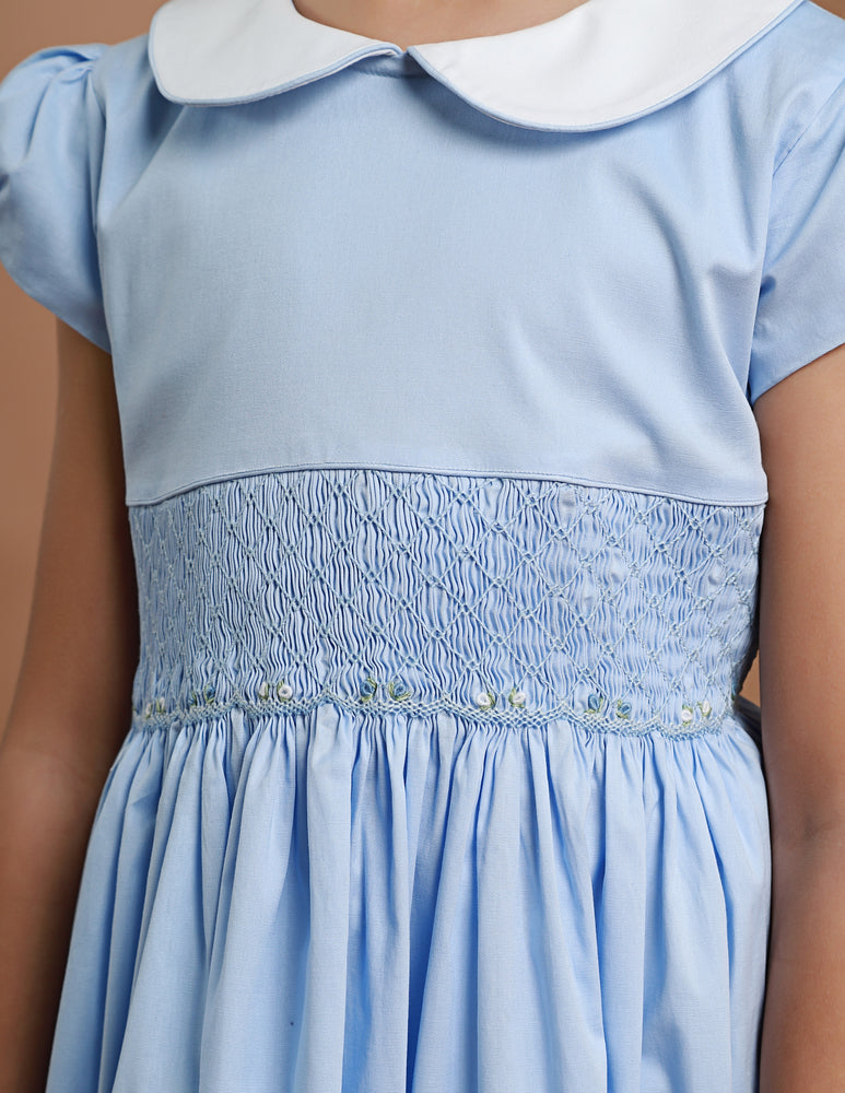 Vestido Bordado Infantil Clara Azul Bebê