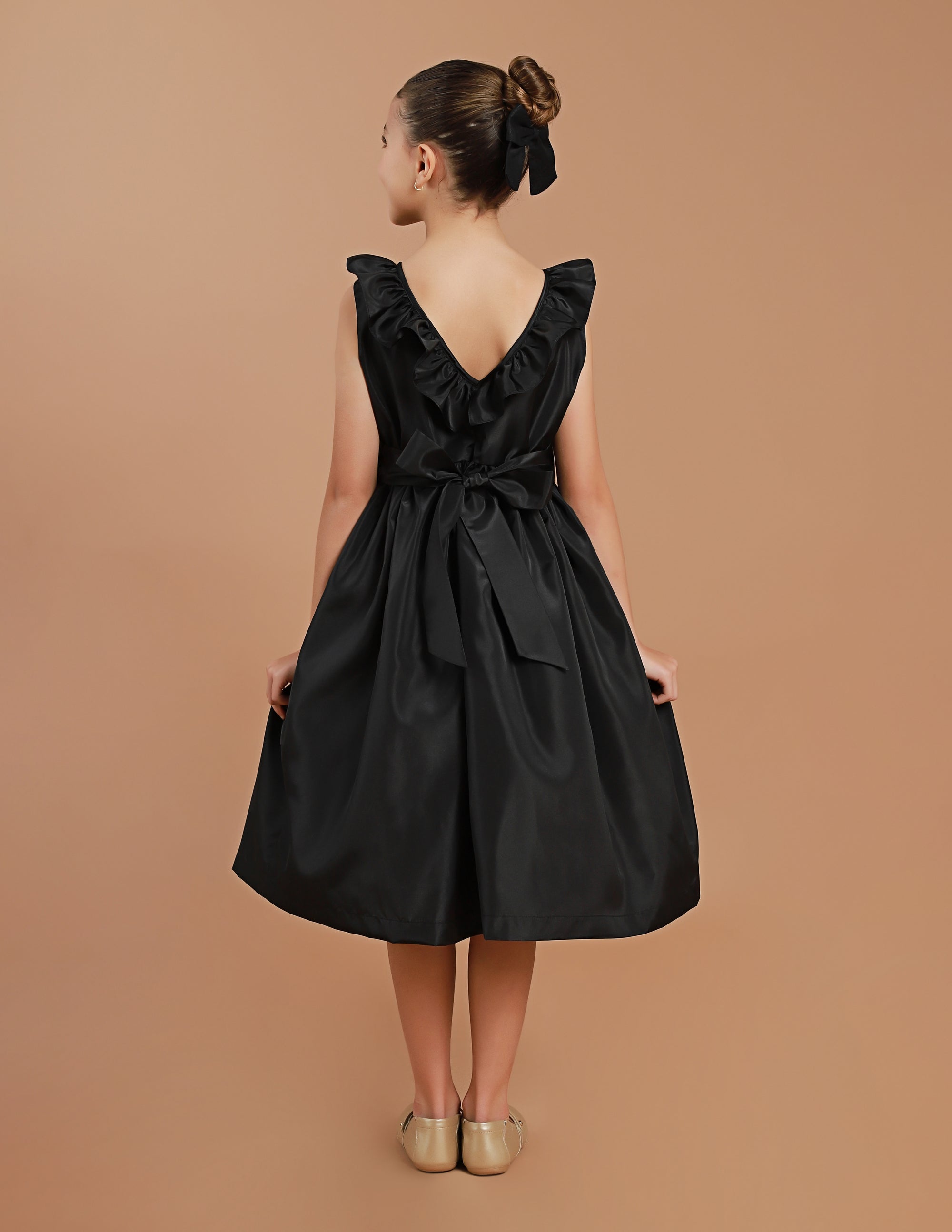 Vestido Festa Infantil Babado Preto