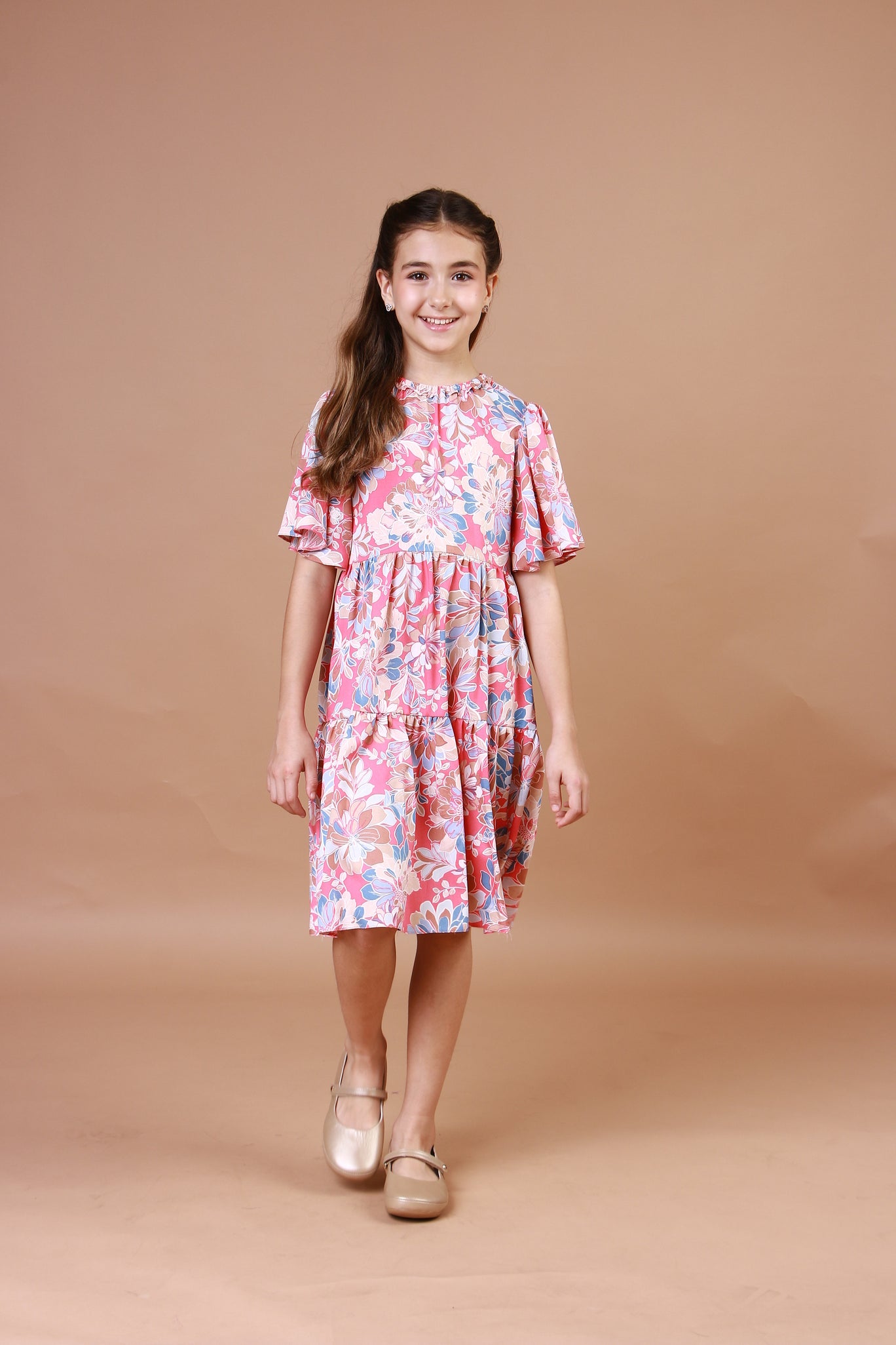 Vestido Infantil Cristal Floral Pink