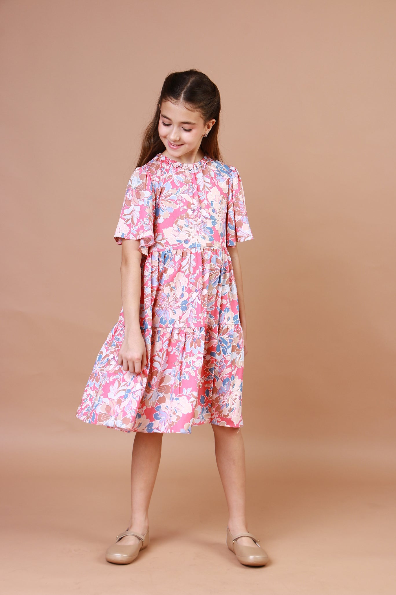 Vestido Infantil Cristal Floral Pink
