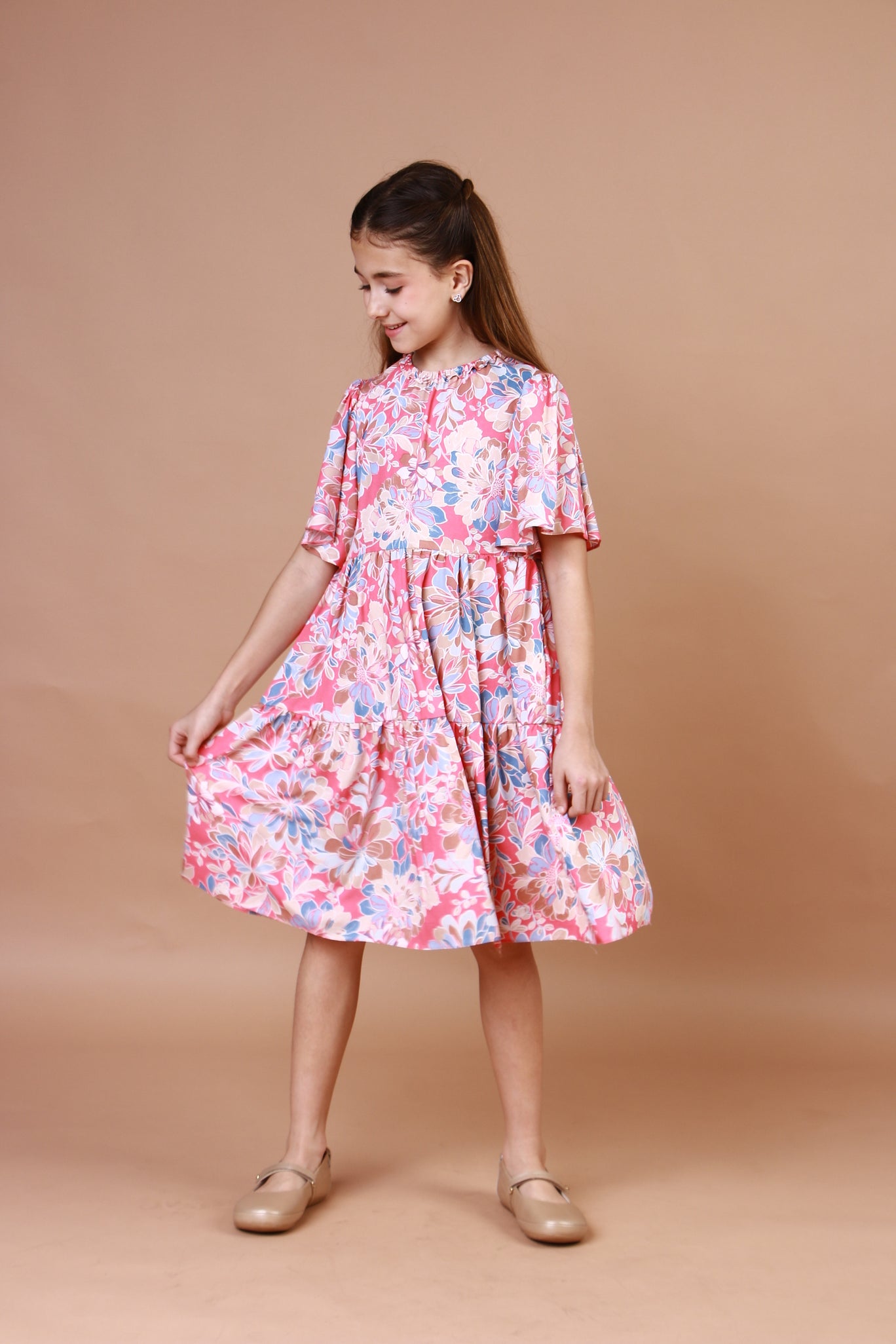 Vestido Infantil Cristal Floral Pink