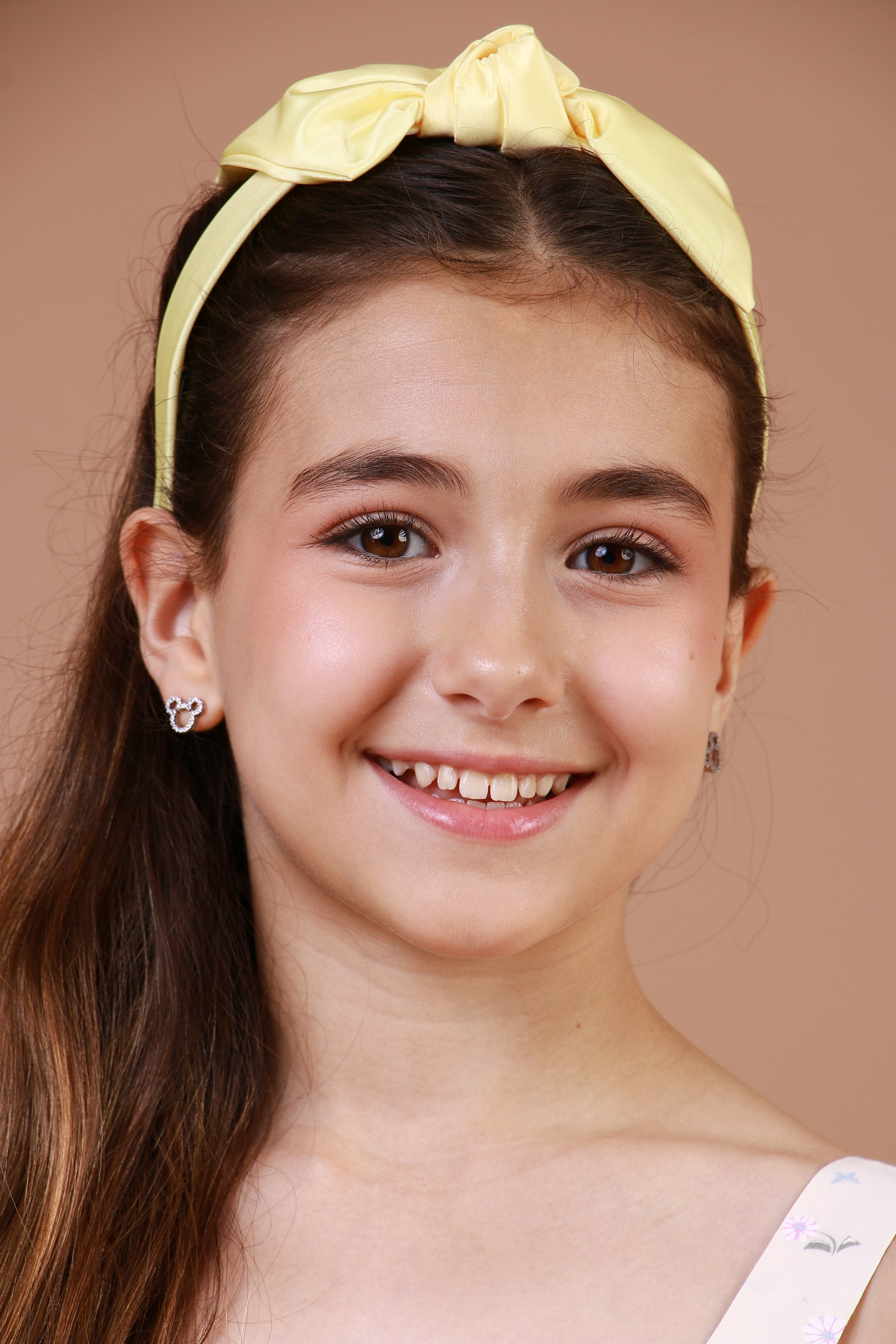 Tiara Laço Tafetá Amarelo