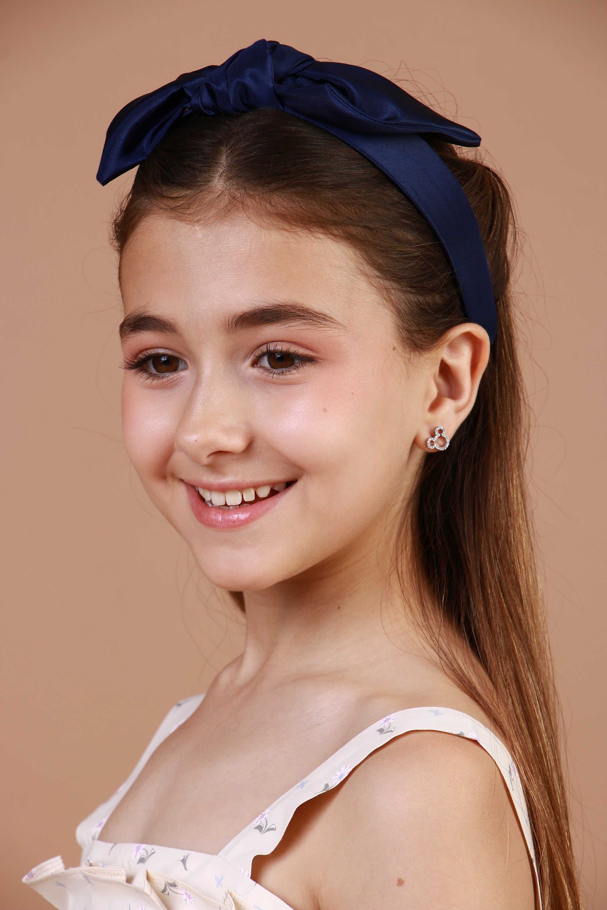 Tiara Laço Tafetá Azul Marinho