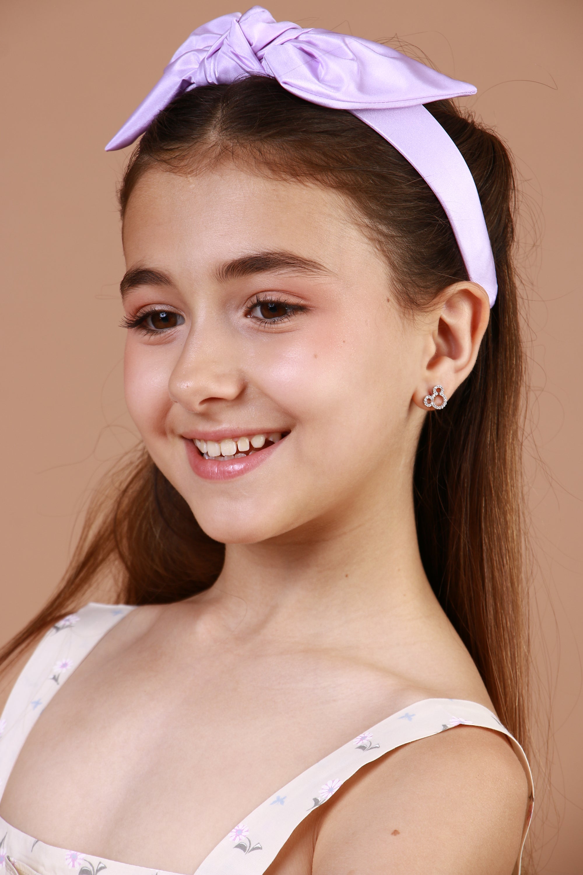 Tiara Laço Tafetá Lilás