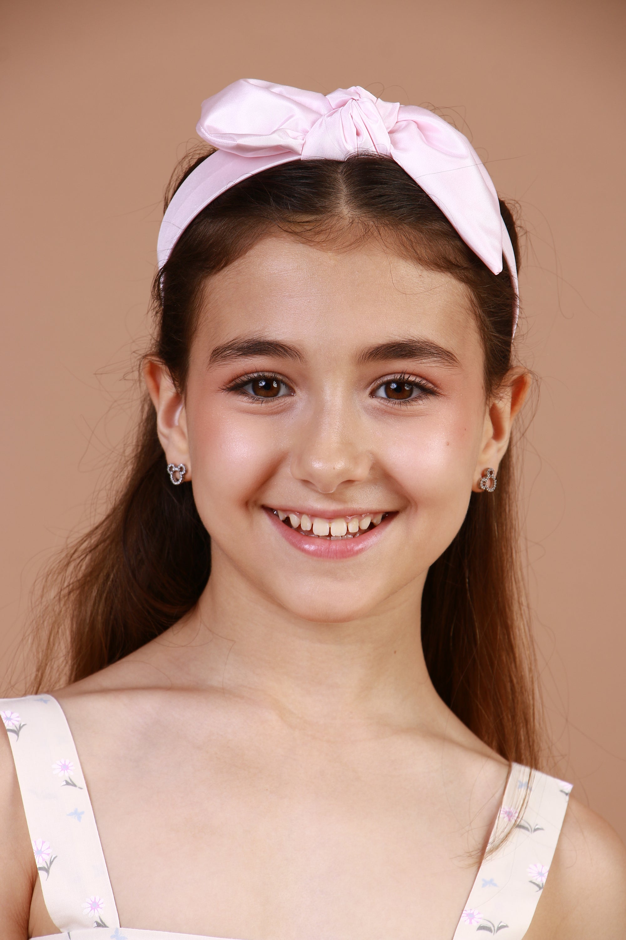 Tiara Laço Tafetá Rosa