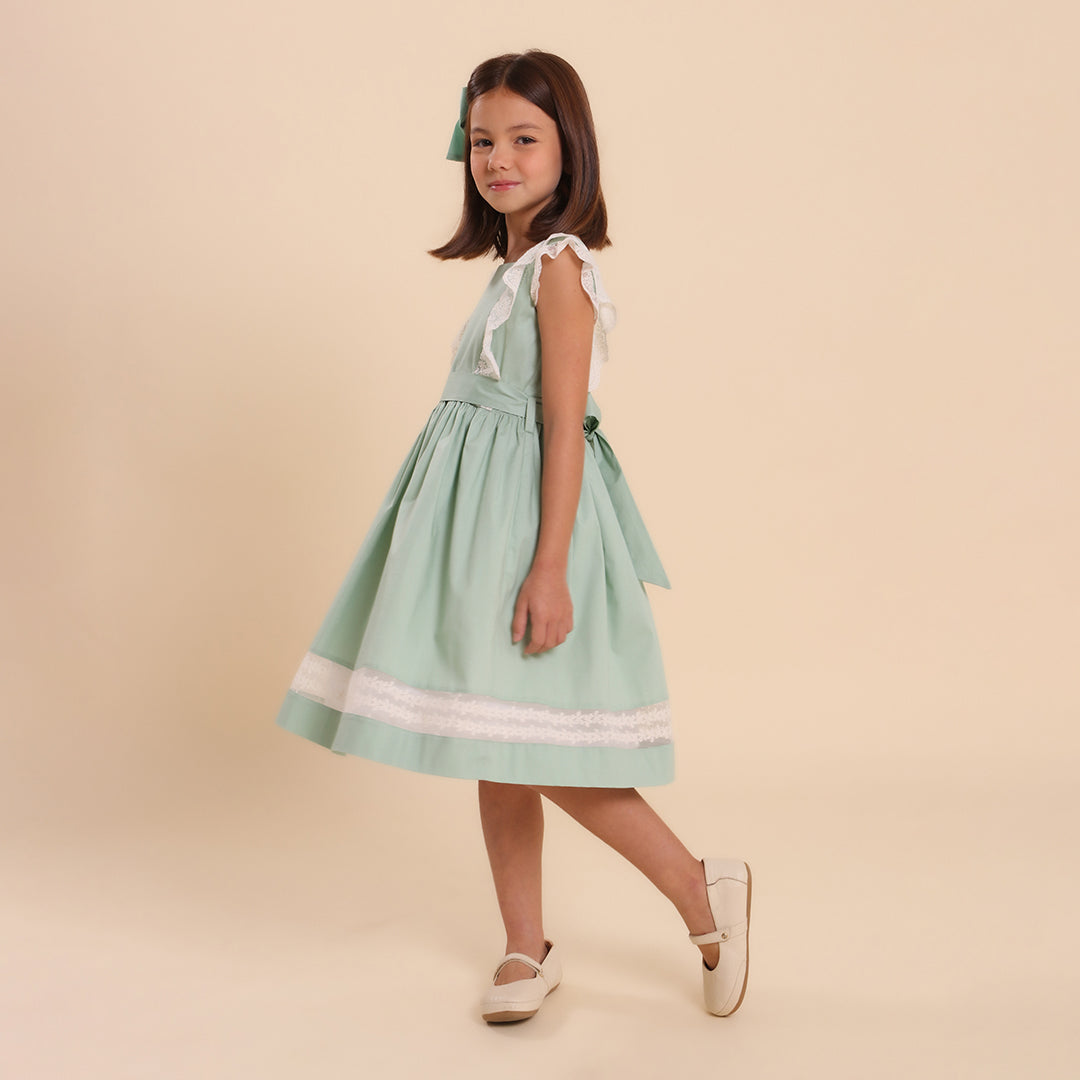 Vestido Infantil Meghan Verde Celadon