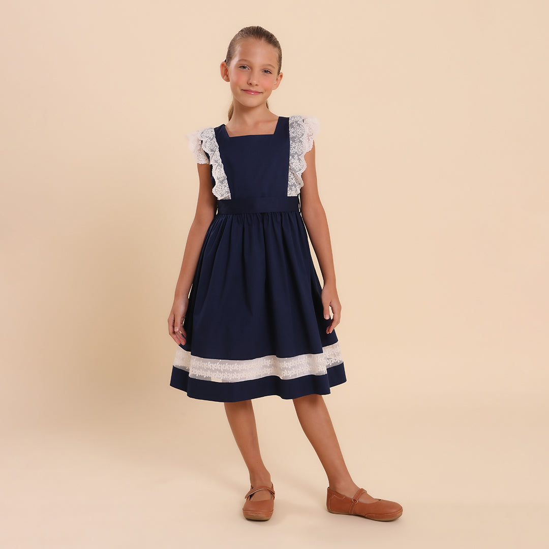 Vestido Infantil Meghan Azul Marinho